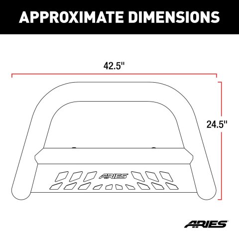 Aries Automotive 3 in. Bull Bars for 2015-2022 CANYON, COLORADO - 35-4015 Grille Guard, Bar, in., Stainless Steel, Polished, Cadillac, Chevy, GMC, Each thumbnail 1