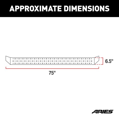 Aries Automotive RidgeStep Running Boards 2055550 Boards, Carbon Steel, Black Powdercoated, Textured, 6 1/2 in. Boards, 75.00 in. Length, Ram, Pair thumbnail 4