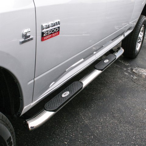 Aries Automotive 4 in. Oval Side Bars for 2003-2009 RAM 3500, 2500, 2002-2008 1500 - S225008-2 Step Bars, Oval, in., Stainless Steel, Polished, Dodge, Pair thumbnail 1