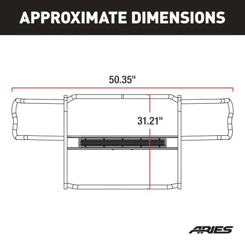 Aries Automotive Pro Series Grille Guards for 2020-2024 GLADIATOR, 2018-2024 WRANGLER - P1053 Guards, Brush Guard, Steel, Black Textured Powdercoat, Jeep, Each thumbnail 8