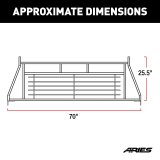 Aries Automotive Classic Headache Racks 111000 Rack, Carbon Steel, Black Powdercoated, Semi-Gloss, 3.00 in. Height, 70.00 in. Length, Chevrolet, Ford, Dodge, GMC, Ram, Each thumbnail 3