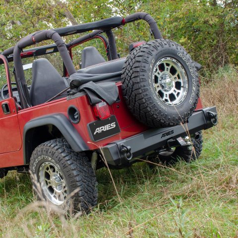 Aries Automotive TrailCrusher Rear Bumpers for 1997-2006 WRANGLER - 2157001 Bumper, Fabricated, Steel, Black Powdercoated, Rear, Jeep, Each