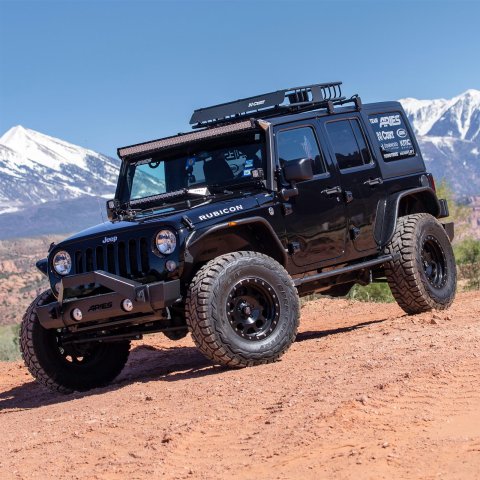Aries Automotive Jeep Inner Fender Liners for 2007-2017 WRANGLER, 2018 WRANGLER JK - 2500450 Wheel Housing, Aluminum, Black Powdercoated, Front, Rear, Jeep, Set of 4