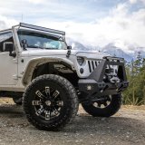 Aries Automotive TrailCrusher Angular Brush Guards for 2020-2025 GLADIATOR, 2007-2025 WRANGLER, 2018 WRANGLER JK - 2081101 Grille Guards, Aluminum, Black Powdercoated, Textured, Guard, Front, Jeep, Each thumbnail 2