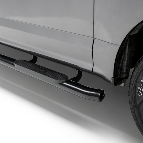 Aries Automotive 4 in. Oval Side Bars S224054 Step Bars, Steel, Black Powdercoated, Gloss, 4.00 Diameter, 76.750 Length, Chevrolet, GMC, Pair