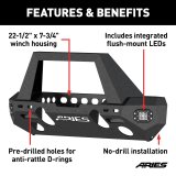 Aries Automotive TrailChaser Front Bumper with Corner and Brush Guards for 2020-2024 GLADIATOR, 2018-2024 WRANGLER - 2082095 Bumpers, Fabricated, Aluminum, Black Powdercoated, Textured, Front, Center Section, Guards, Guard, Jeep, Kit thumbnail 1