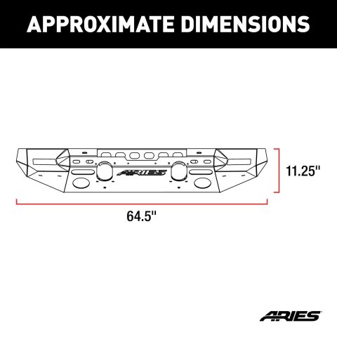 Aries Automotive TrailChaser Front Bumper with Corner Guards for 2020-2024 GLADIATOR, 2018-2024 WRANGLER - 2082072 Bumpers, Fabricated, Steel, Black Powdercoated, Textured, Front, Center Section, Guards, Jeep, Kit thumbnail 5