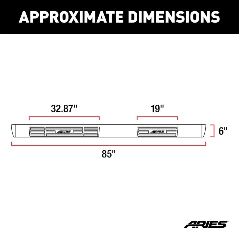 Aries Automotive 6 in. Oval Side Bars B2885 Step Bars, Oval, Aluminum, Black Powdercoated, Pair thumbnail 2