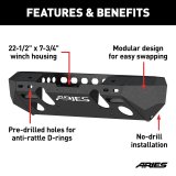Aries Automotive TrailChaser Front Bumper with Corner Guards for 2020-2024 GLADIATOR, 2018-2024 WRANGLER - 2082070 Bumpers, Fabricated, Steel, Black Powdercoated, Textured, Front, Center Section, Guards, Jeep, Kit thumbnail 3