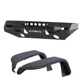 Aries Automotive TrailChaser Front Bumper with Corner Guards and Fender Flares for 2018-2024 WRANGLER - 2082073 Bumpers, Fabricated, Steel, Black Powdercoated, Textured, Front, Center Section, Guards, Flares, Jeep, Kit thumbnail 3