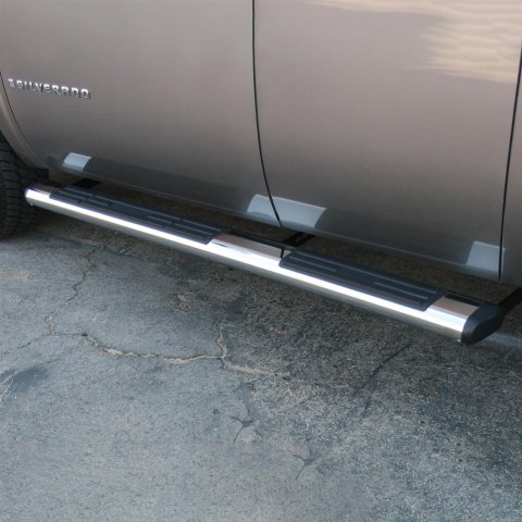 Aries Automotive 6 in. Oval Side Bars 4444007 Step Bars, Stainless Steel, Polished, 6.00 Diameter, 75.00 Length, Chevrolet, GMC, Pair
