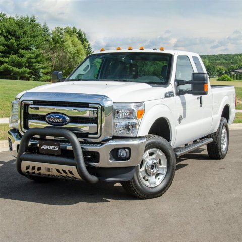 Aries Automotive 6 in. Oval Side Bars 4445027 Step Bars, Aluminum, Black Powdercoated, Gloss, 6.00 Diameter, 91.00 Length, Ford, Pair thumbnail 1