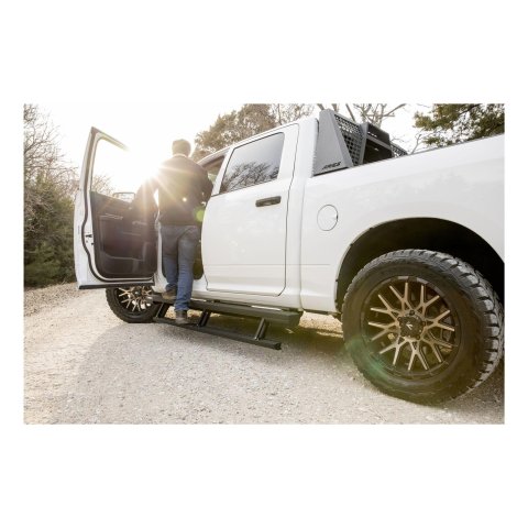 Aries Automotive ActionTrac Powered Running Boards 3048314 Boards, Aluminum, Black Powdercoated, Cab, 87.600 in. Length, Ram, Pair thumbnail 3