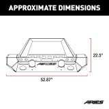 Aries Automotive TrailChaser Front Bumper with Corner and Brush Guards for 2007-2017 WRANGLER, 2018 WRANGLER JK - 2082051 Bumpers, Fabricated, Steel, Black Powdercoated, Textured, Front, Center Section, Guards, Guard, Jeep, Kit thumbnail 7