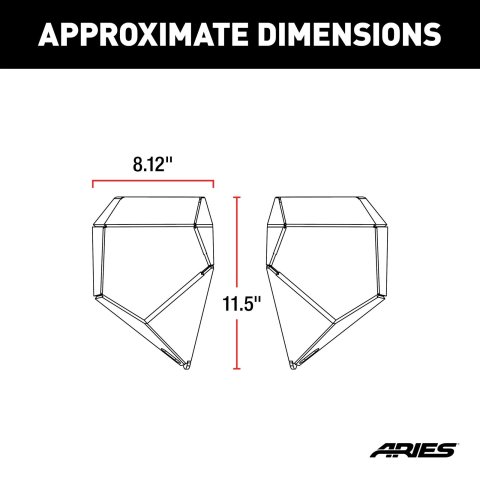 Aries Automotive TrailCrusher Front Bumper Corner Guards for 2020-2025 GLADIATOR, 2007-2025 WRANGLER, 2018 WRANGLER JK - 2081206 Guards, Steel, Black Powdercoated, Textured, Front, Jeep, Pair thumbnail 3