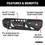 Aries Automotive TrailChaser Front Bumper with Corner Guards and LEDs for 2020-2024 GLADIATOR, 2018-2024 WRANGLER - 2082075 Bumpers, Fabricated, Aluminum, Black Powdercoated, Textured, Front, Center Section, Guards, Jeep, Kit thumbnail 3