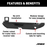 Aries Automotive TrailChaser Rear Bumper with Corner Guards for 2018-2024 WRANGLER - 2082082 Bumpers, Fabricated, Aluminum, Black Powdercoated, Textured, Rear, Center Section, Guards, Jeep, Kit thumbnail 3