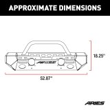 Aries Automotive TrailChaser Front Bumper with Corner and Brush Guards for 2020-2024 GLADIATOR, 2018-2024 WRANGLER - 2082092 Bumpers, Fabricated, Aluminum, Black Powdercoated, Textured, Front, Center Section, Guards, Guard, Jeep, Kit thumbnail 3
