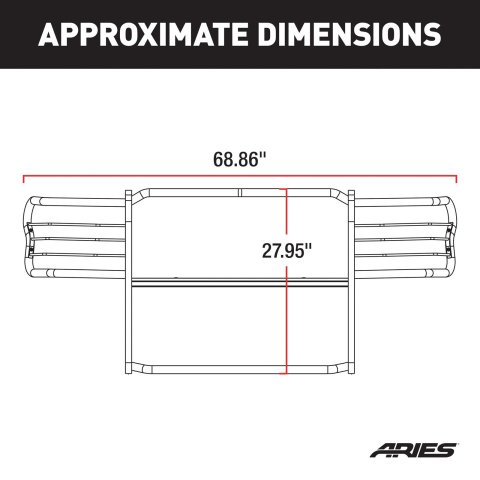 Aries Automotive Grille Guards for 1999-2002 4RUNNER - 2044 Guard, Brush Guard Steel, Black Powdercoated, Toyota, Each