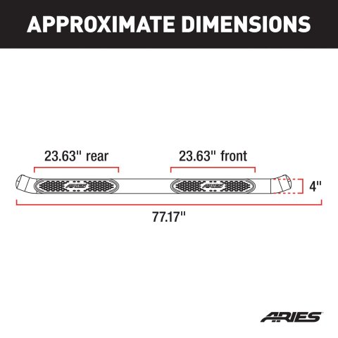 Aries Automotive 4 in. Oval Side Bars S223016 Step Bars, Oval, in., Steel, Black Powdercoated, Ford, Pair