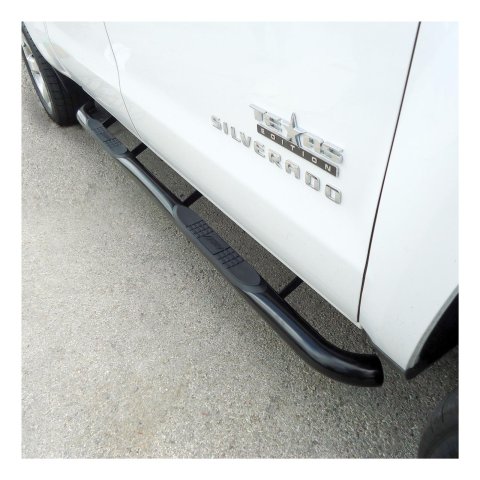 Aries Automotive 3 in. Round Side Bars 214045 Step Bars, Stainless Steel, Black Powdercoated, Gloss, 3.00 Diameter, 87.170 Length, Chevrolet, GMC, Pair