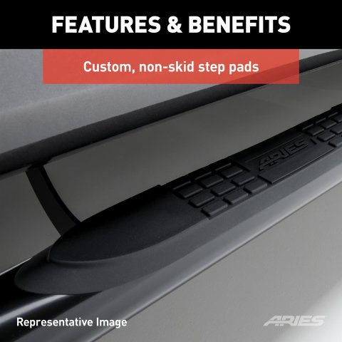 Aries Automotive 3 in. Round Side Bars 203046-2 Step Bars, Diameter, Stainless Steel, Polished, Ford, Pair thumbnail 4