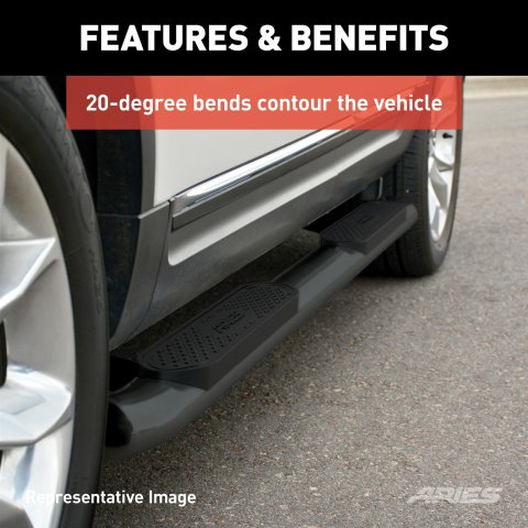 Aries Automotive 4 in. Oval Side Bars for 2019-2021 RANGER - S223046 Nerf and Step Bars, Ford, Side, In, Black, Pair thumbnail 2