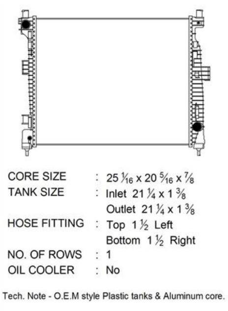 CSF Radiators 3819 Radiator, Aluminum/Plastic, Natural, Crossflow, Upper Driver Side Inlet, Lower Passenger Side Outlet, Dodge, Jeep, Each
