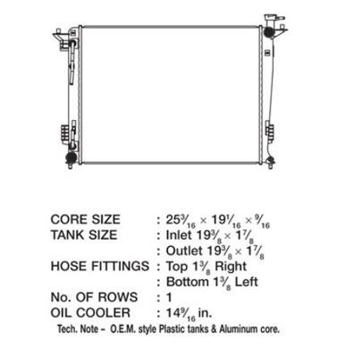 CSF Radiators 3487 Radiator, OE Replacement, Aluminum/Plastic, Natural, for use on Kia/Hyundai, Each thumbnail 1