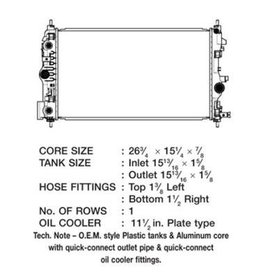 CSF Radiators 3523 Radiator, OE Replacement, Aluminum/Plastic, Natural, Chevy, Cruze, Each thumbnail 1