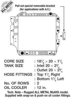 CSF All-Metal Radiators 2576 Radiator, 87-04 Jeep Wrangler (Hd) - All Metal 2 Row thumbnail 1