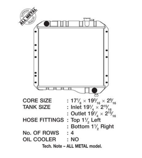 CSF All-Metal Radiators for 1970-1980 LAND CRUISER - 2888 Radiators, All-Metal, Downflow, Copper/Brass, Black, Toyota, 3.9L, 4.2L, Each thumbnail 3