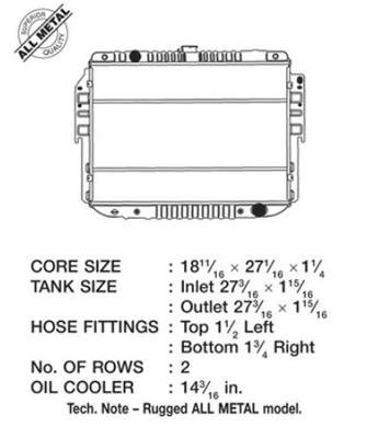 CSF All-Metal Radiators 3392 Radiator, Copper/Brass, Two Row, Downflow, Transmission Cooler, Dodge, Chrysler, Car, Van, Each thumbnail 1