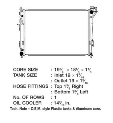 CSF Radiators 3603 Radiator, OE Replacement, Aluminum/Plastic, Natural, for use on Kia, Sportage, Each thumbnail 4