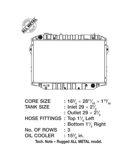 CSF All-Metal Radiators for 1988-1992 LAND CRUISER - 2709 Radiators, All-Metal, Downflow, Copper/Brass, Black, Transmission Cooler, Rugged ALL METAL Model, Toyota, 4.0L, Each thumbnail 8