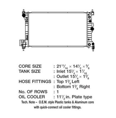 CSF Radiators 3736 Radiator, OE Replacement, Aluminum/Plastic, Natural, Chevy, Sonic, Each thumbnail 1