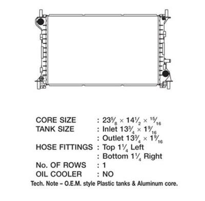 CSF Radiators 2973 Radiator, OE Replacement, Aluminum/Plastic, Natural, Ford, Focus, Each thumbnail 1