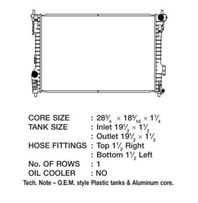 CSF Radiators for 2013-2018 FLEX, 2013-2016 MKT - 3597 Radiator, OE Replacement, Aluminum/Plastic, Natural, Ford, Lincoln, Flex, MKT, Each