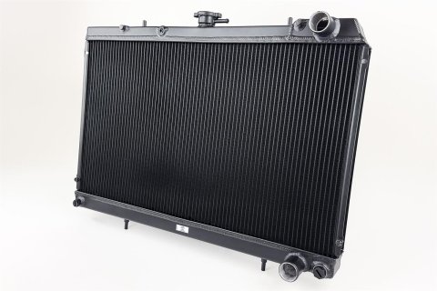 CSF High Performance All-Aluminum Radiators 7229B Radiator, High-Performance, Downflow, 2 Row, Aluminum, Black Finish, Nissan, R32 Skyline GT-R, Each thumbnail 2