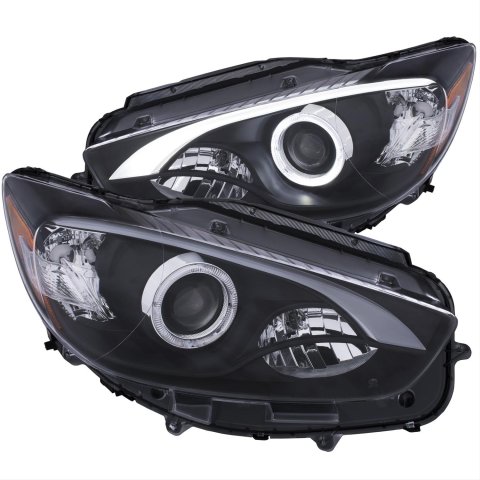 Anzo USA Headlight Assemblies 121520 Projector Headlights w/ Halo Black w/ Amber