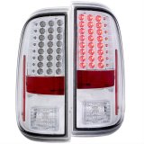 Anzo LED Taillights 311128 Taillight Assemblies, LED, Clear with Red Inserts Lens, Chrome Housing, Ford, Set thumbnail 1
