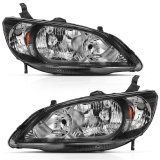 Anzo USA Headlight Assemblies 121535 Headlights, 04-05 CIVIC 2 & 4DR CRYSTAL HEADLIGHT BLACK AMBER(OE REPLACEMENT) thumbnail 1
