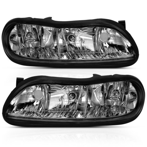 Anzo USA Headlight Assemblies 121533 Headlights, 97-03 MALIBU CRYSTAL HEADLIGHT BLACK AMBER