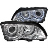 Anzo Headlights 121212 Headlights, Projector with Halo, Clear Lens, Chrome Housing, BMW, Pair thumbnail 1