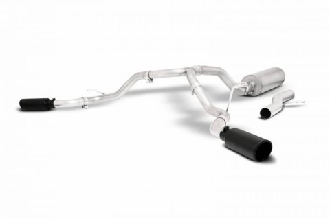 Gibson Elite Black Dual Extreme Exhaust Systems for 2021-2022 SUBURBAN, YUKON XL - 65696B Systems, Extreme, Cat-back, Single In/Dual Out, Stainless, Natural, Split Side Exit, Tips, Chevy, GMC, 5.3L Gen V, Kit thumbnail 2