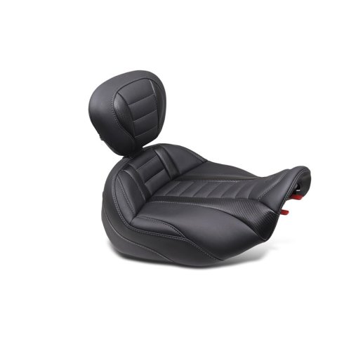 Mustang Motorcycle Seats Bucket and Bench 88403GM 23-24 HD CVO Rd Glide(ST), 2024 Rd Glide Str Glide Pass Arm Backrest - Black/Gray Stitch thumbnail 2