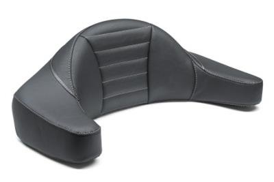 Mustang Motorcycle Products Deluxe Extended Arm Wrap-Around Backrests 79013GM 93-13 HD FL Super Touring Backrest - Black w/Grey Stitching thumbnail 1