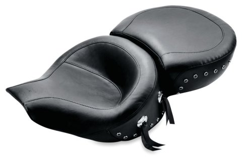 Mustang Motorcycle Seats Powersports 75457 94-96 Harley Road King Standard Touring 1PC Seat w/Black Pearl Studs - Black