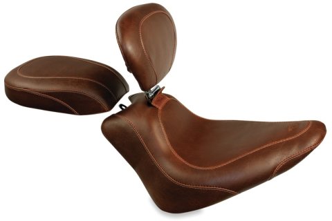 Mustang Motorcycle Seats Powersports 76765 11-13 Harley Blackline, 12-17 Slim/Slim S Tripper Passenger Seat - Distressed Brown