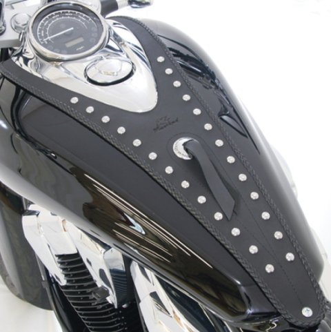 Mustang Motorcycle Seats Powersports Dash Panels 93220 10-14 Honda VT1300C Sabre, 10-16 VT1300C Stateline Cruiser Tank Bib w/Studs - Black